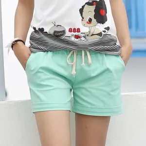 2016 Summer Style Shorts Women Candy Color Elastic With Belt  Short Women  A224