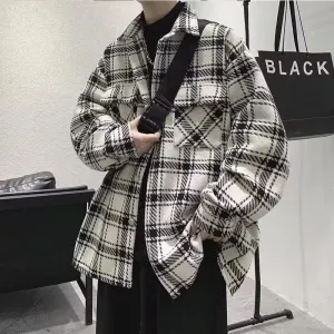 Aidase New Plaid Shirt Jacket Men Spring and Autumn Style Small Fragrance Workwear Jacket Cool Korean Version Trendy Baseball Uniform