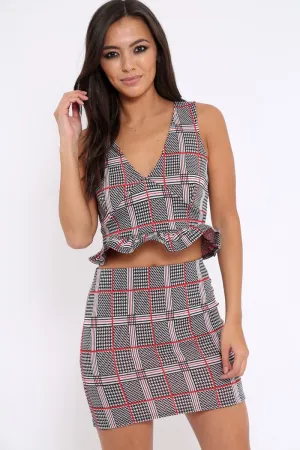 Black And White Hound Tooth Check Co-ord Set - Kellie