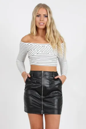 Black Faux Leather Mini Skirt - Paige