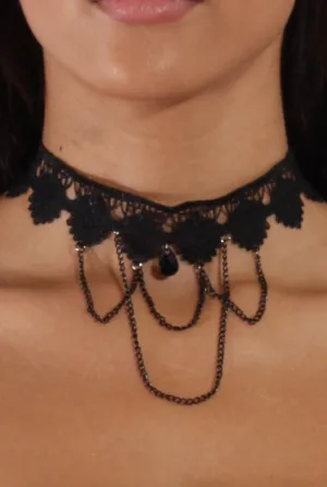 Black Lace Chain Choker - Theia