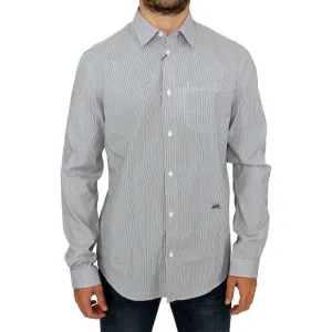 GF Ferre Chic Gray Striped Cotton Casual Shirt