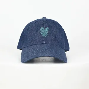 Kerri Rosenthal - Pop Heart Denim Baseball Hat in Dark Denim