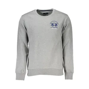 La Martina Chic Gray Crew Neck Cotton Sweatshirt