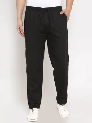 Men Black Solid Track Pants