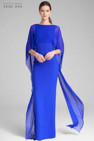 Scuba Gown with Chiffon Cape